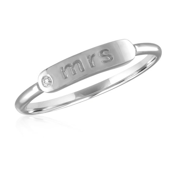 14K White Gold My Story "Mrs" ID Ring 0.01 ct - Picture 5 of 5